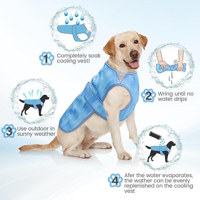 Summer Dog Cooling Vest - Lightweight Dog Cooling Jacket, Breathable Shirt for Walking, Outdoor Hunting Training and Camping (L)