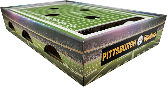 Pittsburgh Steelers NFL Cat Scratcher & Game Day Toy - Felt Football Field with 2 Jingle Bell Balls