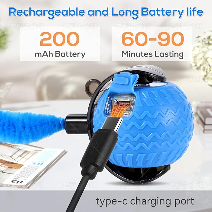 Smart Interactive Cat Toys for Indoor,Automatic Rolling Pet Ball,Teasing Hunting Toy for Kitten,3 Stimulating Modes,USB Recharge and Mouse Tail Toy 2 Tails Bule