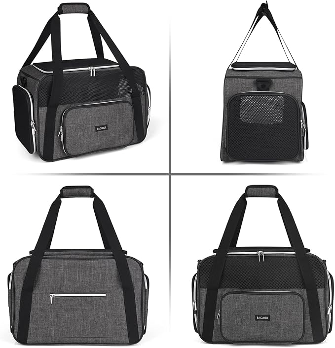 BAGLHER Pet Travel Carrier, Cat Carriers Dog Carrier for Small Medium Cats Dogs Puppies, Airline Approved Small Dog Carrier Soft Sided, Collapsible Puppy Carrier. Grey