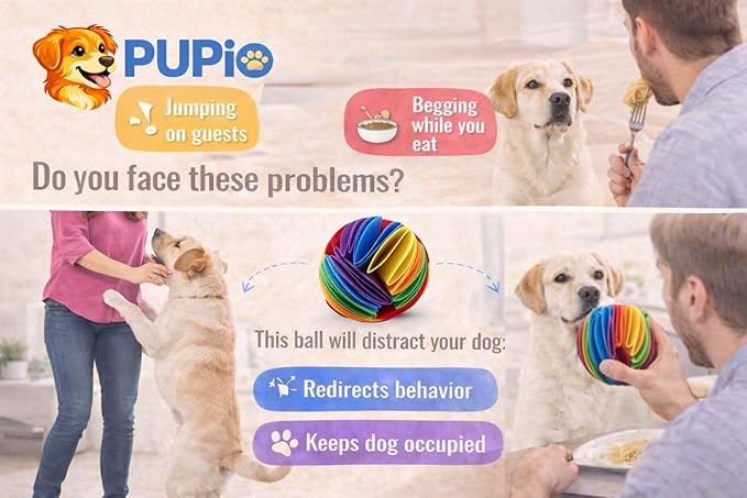 Premium Felt Forager Ball for Dogs – Hide Treats for Interactive Sniffing & Mental Stimulation, Mental Enrichment and Reducing Dog Boredom