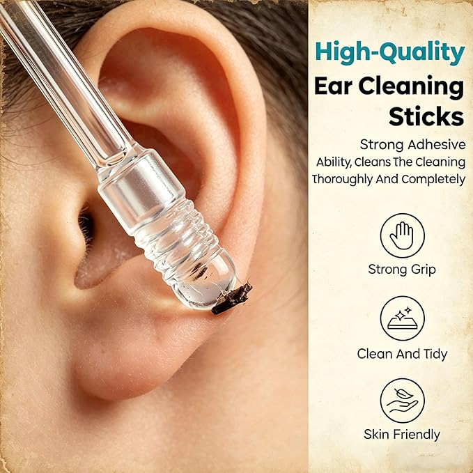 72 Pcs Earwax Swabs Ear Wax Tool, Reusable Adhesive Earwax Swabs, Gentle Ear Cleaning Stick Sticky Ear Cleaning Stick Gentle, Reusable Adhesive Ear Cleaning Sticks