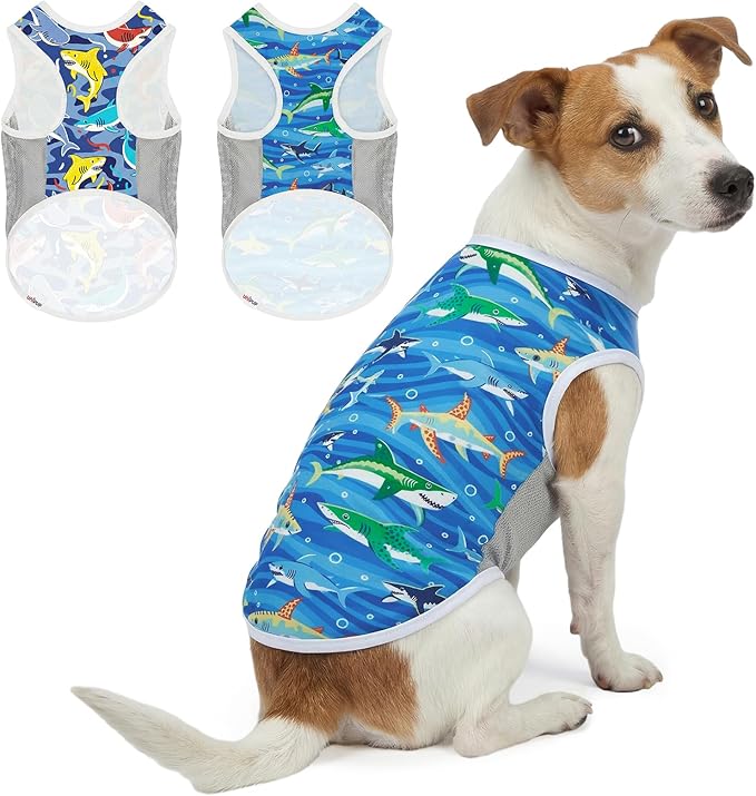 UPF 50+ Sun Protection Dog T-Shirt, 2 Pack Lightweight Sleeveless Dog Vest for Small Dogs Boy – Reflective Strips, Quick-Dry Pet Apparel, Sports Fan Shirt P23ST00506M