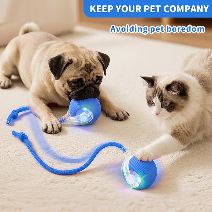 Interactive Cat Toys for Indoor Cats Smart Automatic Ball Rolling for Bored Kitten Pet Upgraded Speedy Moving Chase Dogs Toy Mothers Day Gifts Blue