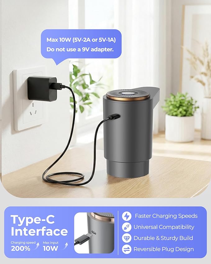 Water Jug Pump for 5 Gallon Bottle – Portable Electric USB-C Charging Dispenser, Dual Powerful Motors, Fast Flow, Fits 2-5 Gallon Jugs – Ideal for Home, Office, Camping, RV, Gray