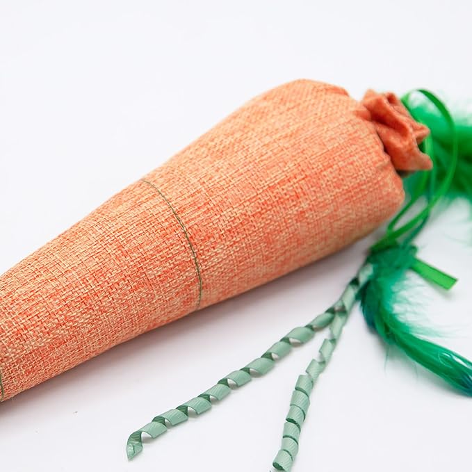 Carrot Catnip Toys with Crinkle Paper for Indoor Cats to Keep Them Busy, Soft Linen, Interactive Cat Feather Toys for Kitten Kicking, Teething, Exercise, Catmint Toys for All Breeds (1 PCS)