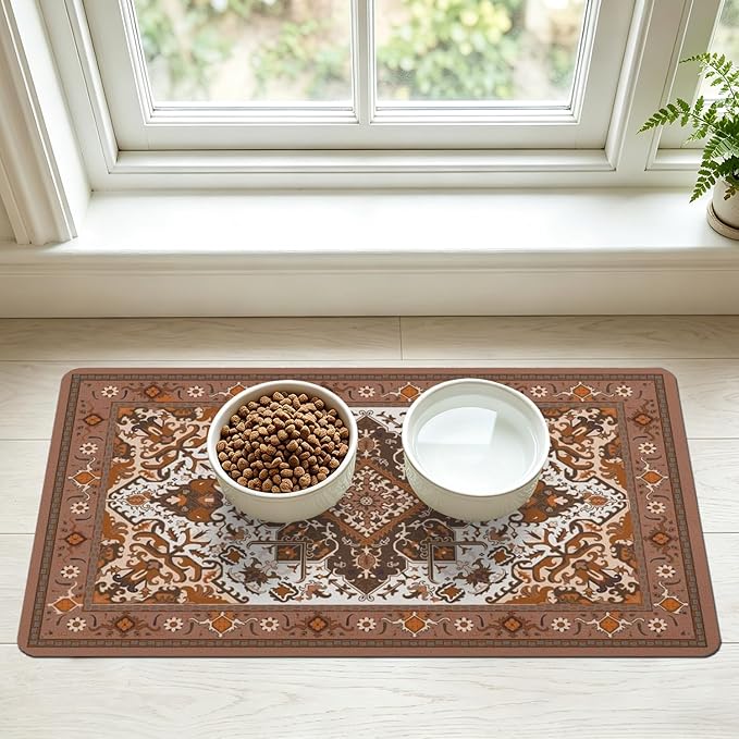 Pet Feeding Mat for Floors Waterproof Dog Mat for Food and Water Absorbent Quick Dry Non Slip mat for Cat Bowls