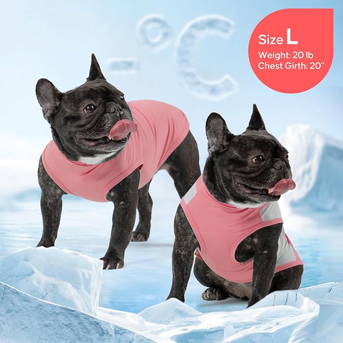 KYEESE 2Pack Dog Cooling Shirt, Breathable Dog Shirt for Small Medium Dogs Girl, Sun Protection Reflective Pet Vest, Lightweight Soft Tank Top Sleeveless Summer Dogs Clothes, Pink, XL