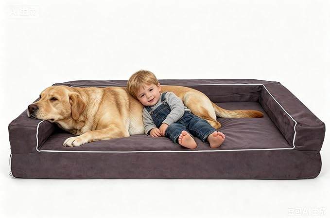Orthopedic Dog Bed Medium - 4" Solid Memory Foam Pet Bed for Arthritis Relief & Hip Dysplasia - Bolster Style with YKK Zippered Waterproof Washable Cover & Bottom for Senior Dogs 10-50lbs