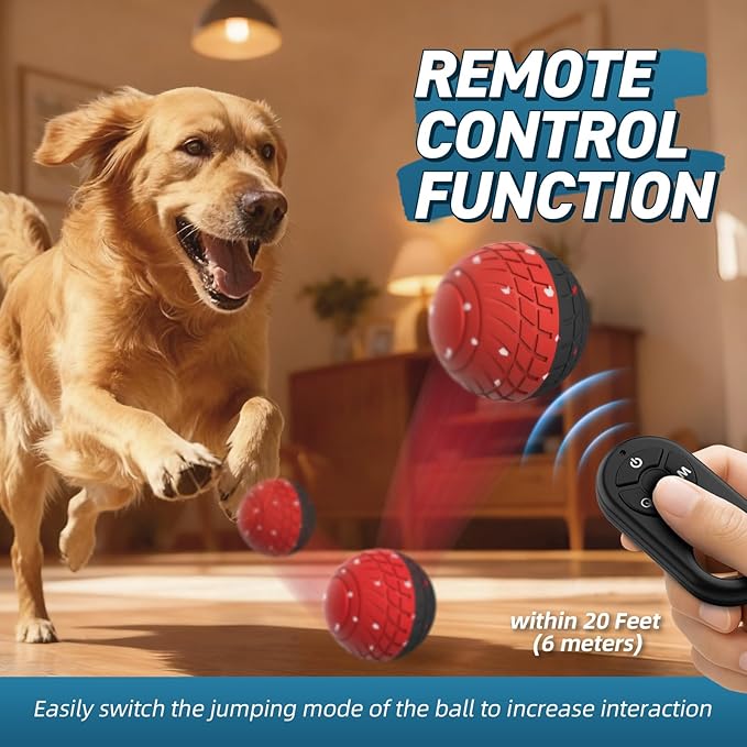 HETOO Interactive Dog Ball, Remote Control Dog Toy, Moving Dog Toy, Smart Bouncing Vibrating Dog Toys for Small Medium Large Dogs, Dog Interactive Toys for Boredom, to Keep Them Busy