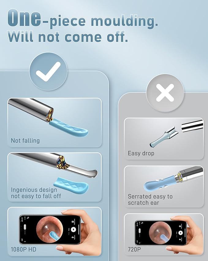 Loyker Ear Wax Removal Tool Camera, Ear Cleaner with 1080P Camera, Earwax Removal Cleaning Kit with 6 Ear Pick, Otoscope for iPhone, iPad, Android Phones, Orange