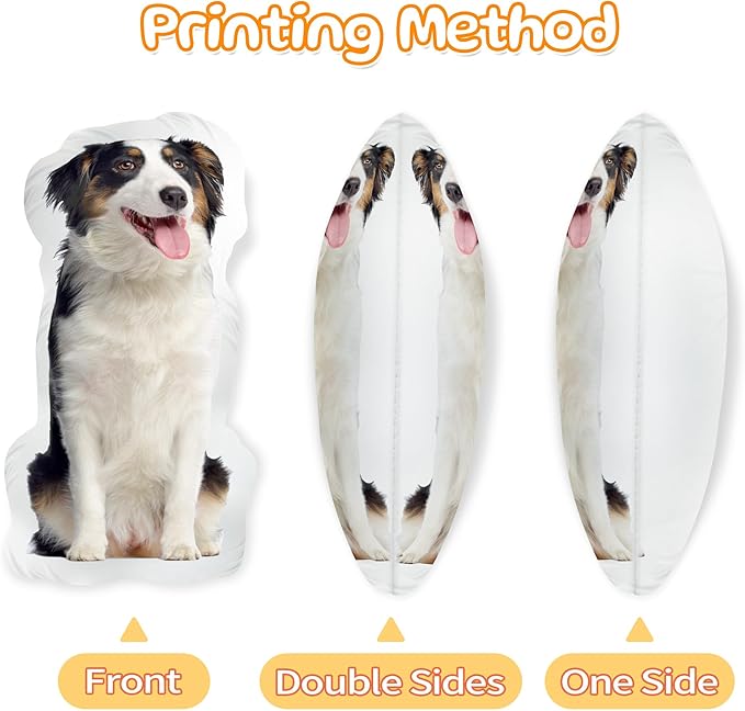 Easycosy Custom Pet Photo Pillow, Personalized Pillow Shaped Like Your Dog Cat Face, Customized Stuffed Animal Picture Pillows, Memorial Gifts for Pet Animal Lovers Her Him(18 Inch)