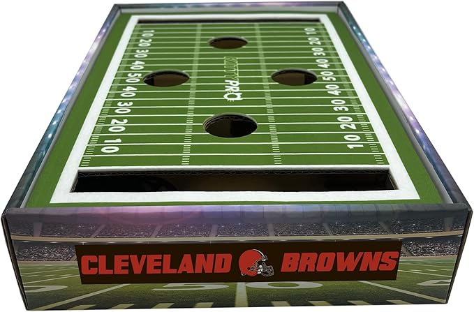 NFL Cleveland Browns Football Field Felt Cat Scratcher & Lounge - Game Day Cat Toy with 2 Jingle Bell Balls