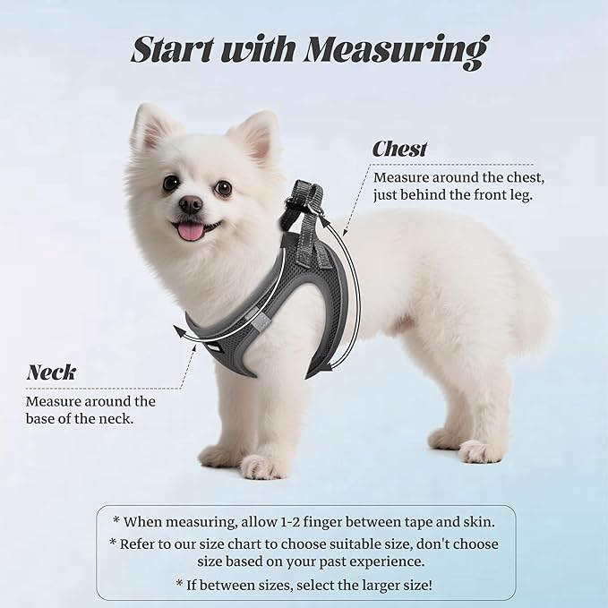 YIMEIS Dog Harness and Leash Set, No Pull Soft Mesh Pet Harness, Reflective Adjustable Puppy Vest for Small Medium Large Dogs, Cats (Gray, Small (Pack of 1)
