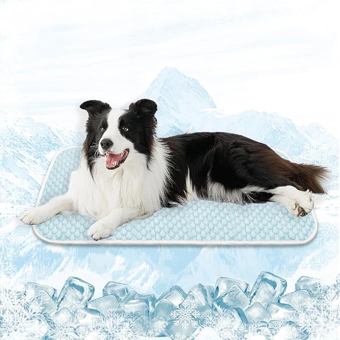 MICROCOSMOS Pet Cooling Mat & Sleeping Pad- Breathable Bubble Surface, EZ Clean. Keep Cooling for Pets, Kids and Adults in Summer.(BlueWhite, 36" x 24")