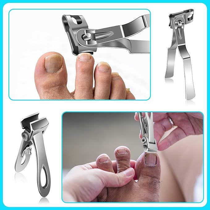 Werlla Nail Clippers for Men Thick Nails, 17mm Straight Wide Opening Extra Large Toe Nail Clippers for Adult & Easy Grip 360 Degree Rotary Toenail Clippers for Elderly Cutting Ingrown Toenails