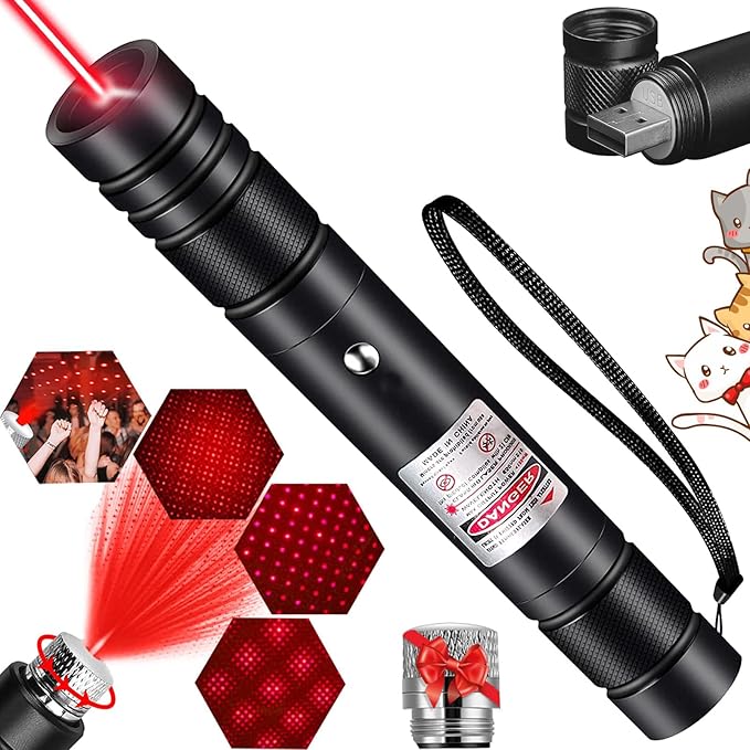 MEUSNO Laser Pointer, High Power Lazer Pointer, Red Laser High Power Rechargeable Laser Pointer for Presentations Outdoor Cat Dog Toy Lazer Light Pointer Pen Red Laser Cat Toy Pointer