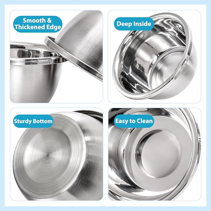WRINGKIT 10 Pack 7 Cup Stainless Steel Dog and Cat Bowls, 56 Oz Metal Dog Bowl, Durable Thickened Pet Replacement Bowls for Food and Water Dish, Small Medium Large Dogs, Dishwasher Safe