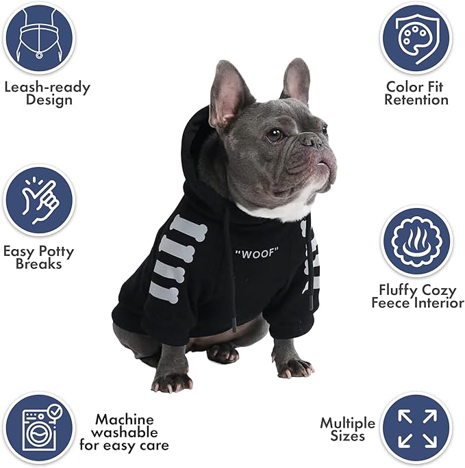 Spark Paws Dog Hoodie – Premium Dog Sweater for Small, Medium, and Large Dogs | Warm Outfits for French Bulldogs, Pitbull, Puppy, Winter Jacket Alternative - Woof - 4XL