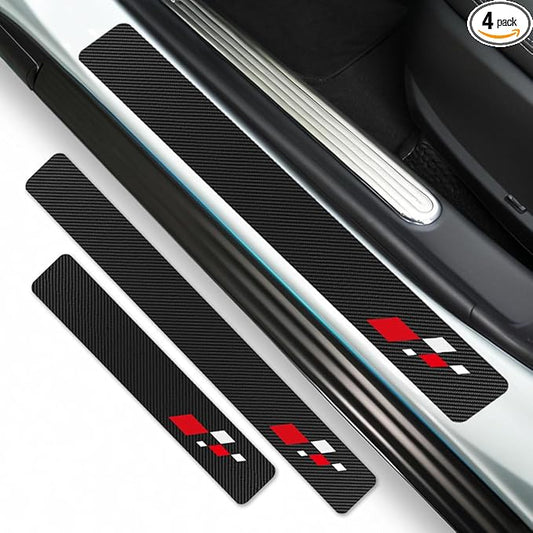 4Pcs Universal Car Door Sill Protector, Carbon Fiber Scratch Resistant Door Entry Guard & Scuff Plate for Car SUV and Off-Road Trim Accessories (Block)