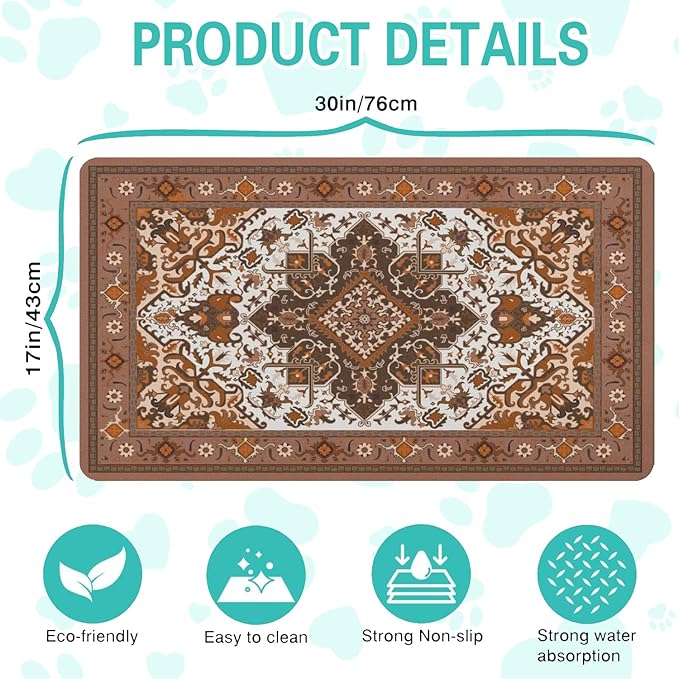 Pet Feeding Mat for Floors Waterproof Dog Mat for Food and Water Absorbent Quick Dry Non Slip mat for Cat Bowls