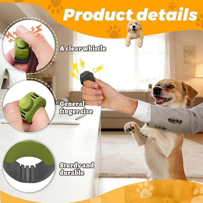 The Set of Easy Clicking Finger Ring Dog Training Clicker Included Large and Small 2 Sizes,Suitable for Dogs Cats Horses traing Allowing Effective Versatile Training (3pcs Grey+Green+Orange)
