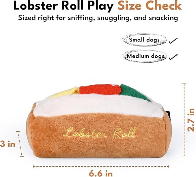 CHEWFFON Lobster Roll Snuffle Dog Toys, Interactive Dog Puzzle & Enrichment Toy for Boredom, Plush Food Toy with Crinkle Paper, Scent Work Foraging for Small Medium Dogs