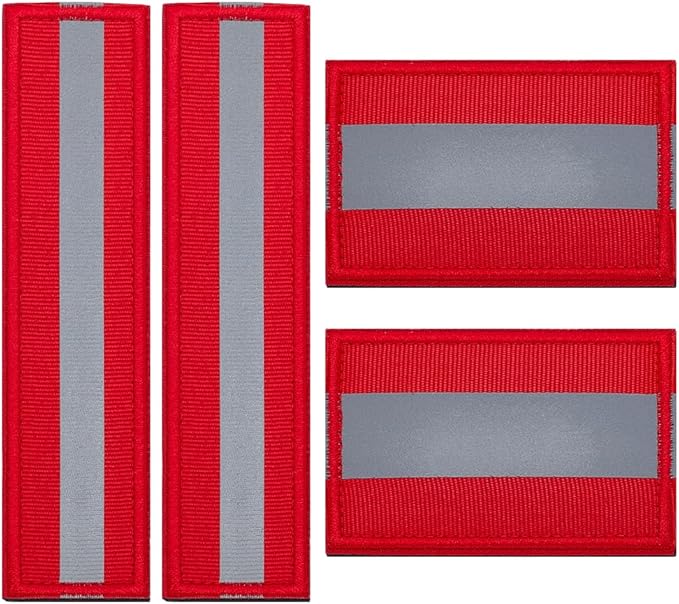WEBEEDY 4 Pcs 2 Sizes Reflective Safety Patches Blue Hook & Loop Reflective Patches Tactical Military Patch Outdoor Safety Strips for Night Sportsperson Cycling Camping Events Decoration Gear