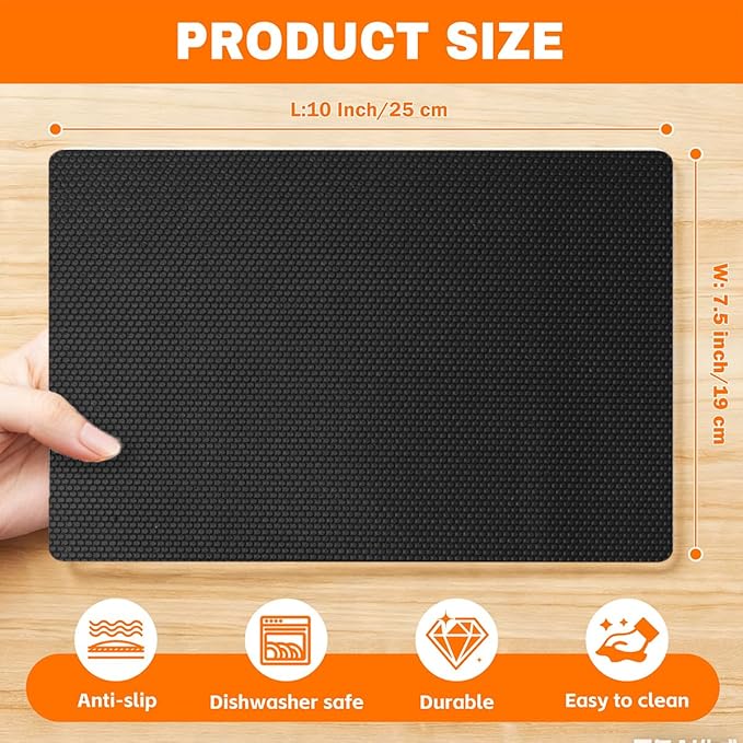 2MM Thick Black Non-Slip Grip Mat - Washable & Cut-to-Fit, Multi-Use Anti-Slip Pad for Furniture, Pet Bowls, Folding Walker, Desks, and Crafts，Couch Arm Table，Guitar Non Slip Pad