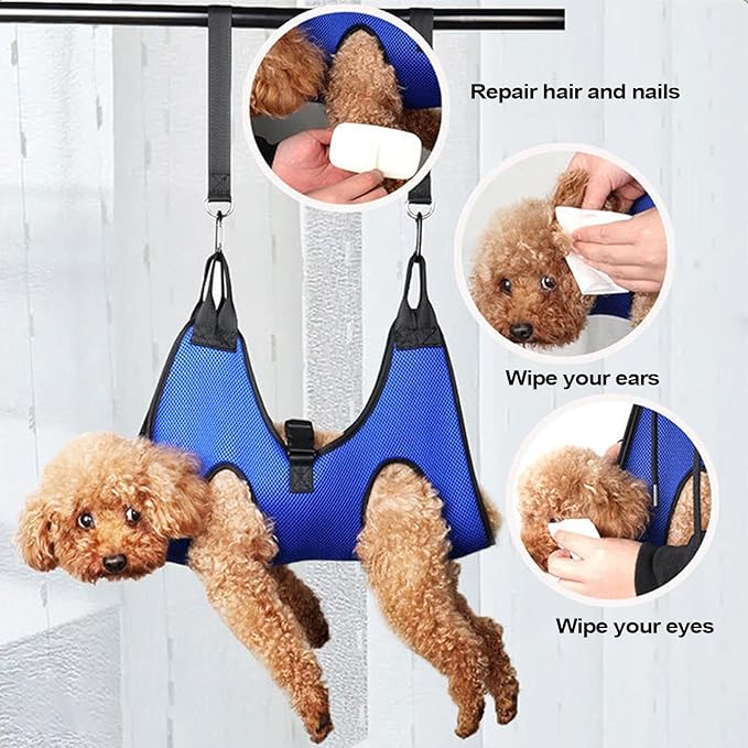 Portable Dog Hammock – Nail Trimming Harness Organizer, Bathing Block with Feature, Canvas Frame Gear with Feature, Hammock Functional Styling, Pet Supplies for Grooming, Large Breed, Indoor