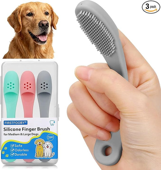 3pcs Dog Finger Toothbrush, Cat Chin Brush with Food-Grade Silicone, Dog Tooth Brushing Kit, Silicone Cleaning Brush for Pet Dental Care