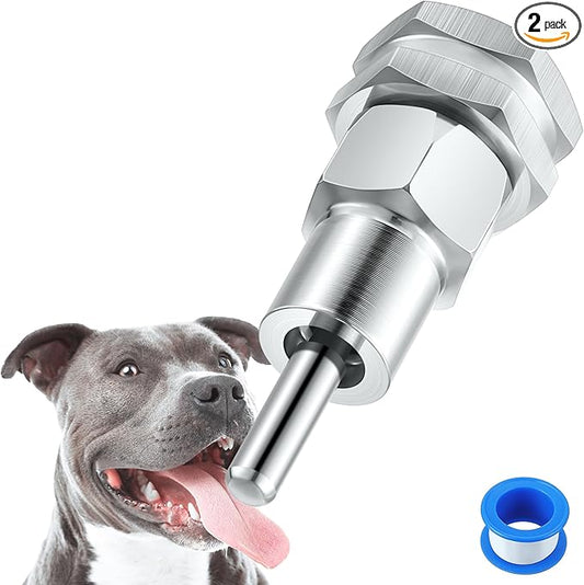 Hohean Stainless Steel Automatic Water Drinker 1/2'' 3/4'' Automatic Nipple Drinking Waterer Brass Water Tank Connector with Hole Opener and Plumber's Tape for Dogs and Other Pets