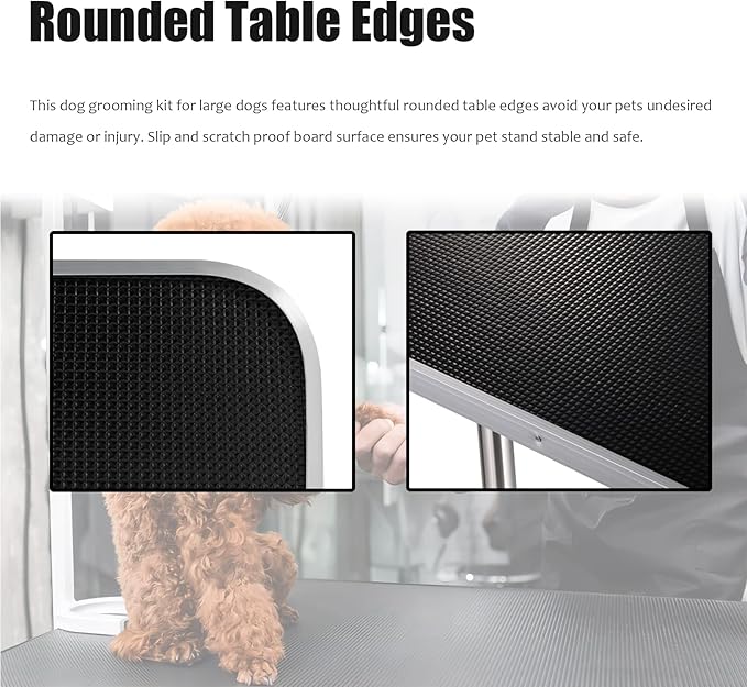 42 Inch Professional Adjustable Pet Grooming Table Heavy Duty with Arm Noose & Mesh Tray for Dog Cat Shower Table Maximum Capacity Up to 265Lb, Black