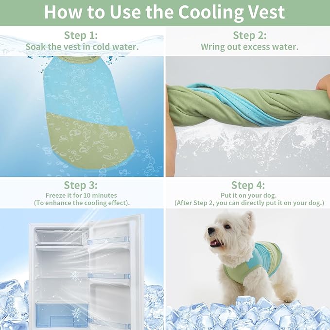 BRKURLEG Dog Cooling Vest, UPF 50+ Sun Protection Dog Cooling Shirts, Breathable Quick Dry Vest for Small to Large Dogs & Cats, Lightweight Summer Pet Clothing for Hiking, Beach, Bluegreen, XXL