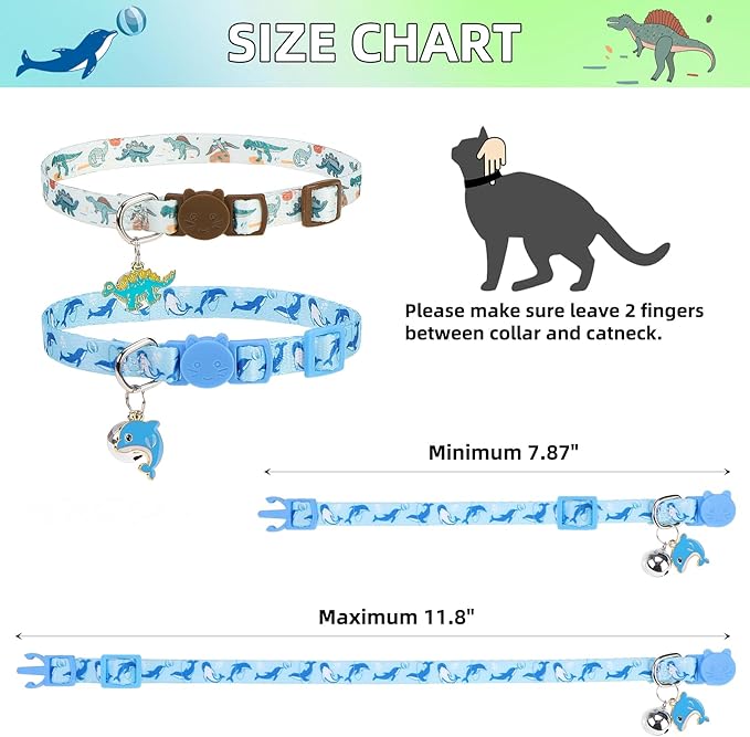 PUPTECK Cat Collar Breakaway with Bells, Kitten Collar Outfit Adjustable for Girl Boy Small Pet Puppy Bunny, Cute Costume Accessory with Safety Release Buckle (Animal)