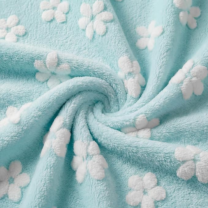 Horaldaily Pets Flannel Blanket, Blue Flowers 3D Textured Soft Fuzzy Fluffy Plush Cozy Fleece Premium Blankets for Dog Cat Puppy Kitten Couch Protection, 20x30
