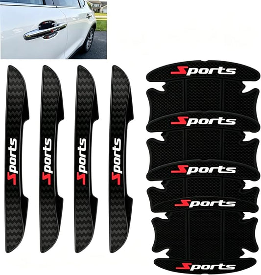 8PCS Sports Carbon Fiber Car Door Handle Protector, Anti-Scratch Door Cup Guard, Universal Door Bowl Paint Protection Sticker for Cars SUVs Trucks