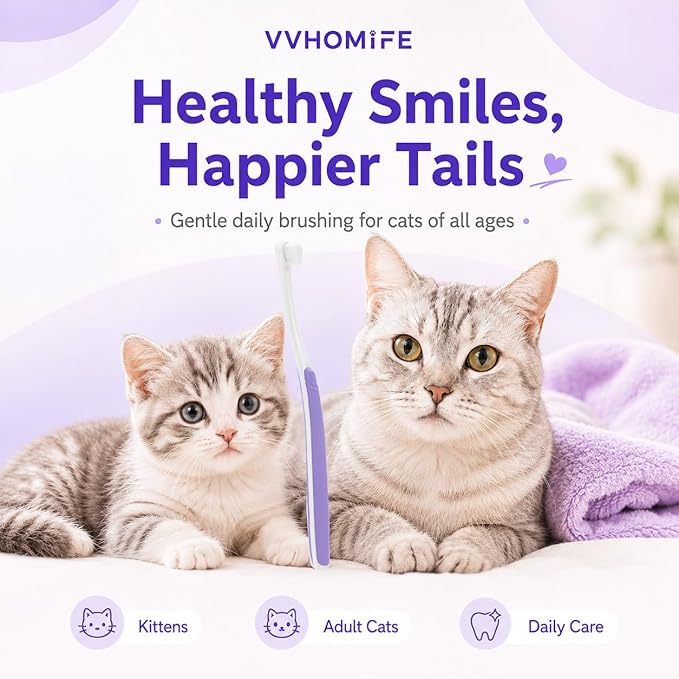 Cat Toothbrush for Daily Teeth Cleaning & Oral Care – Soft Bristle Dental Brush with Compact Head, Gentle for Cats & Kittens, Easy Daily Brushing Tool, Loved by Vets and Fur Babies 2pcs