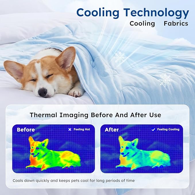 ZOMISIA Cooling Blanket for Small Dogs - Washable Cat Cooling Mat for Hot Weather, Travel Soft Pet Summer Essentials, Khaki, 25"x35"