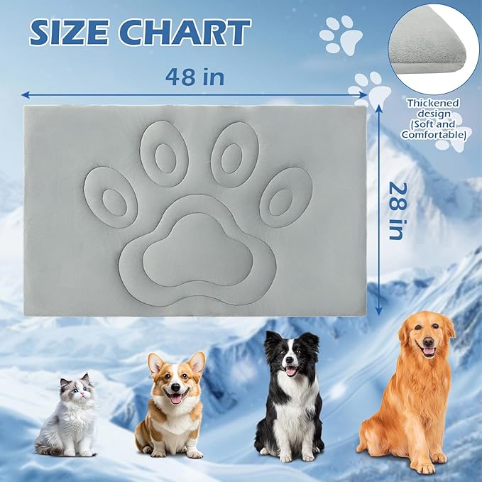 EXPAWLORER Reversible Dog Cooling Mat Large (Cool & Warm) 48”x28” Pet Cooling Mat in Summer & Plush Warm Blanket in Winter,Foldable Thick Bed Pad for Kennel Sofa Floor Crate Car Seat