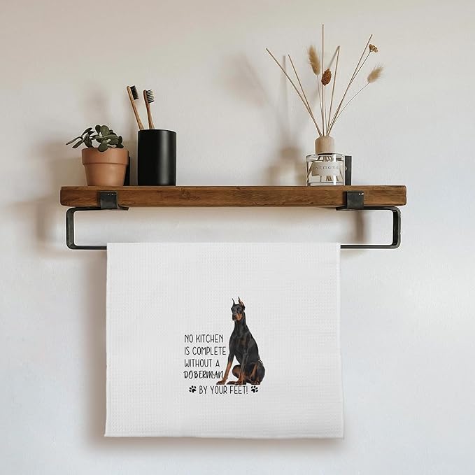 Doberman Dog Kitchen Towels - Doberman Gifts for Doberman Lovers, Doberman Dog Hand Towels Dish Towels, Doberman Stuff,Doberman Decor No Kitchen is Complete Without a Doberman, 16x24 Inch