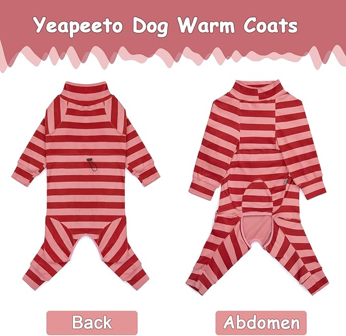 Dog Coats Autumn Winter Jumpsuit for Large Medium Dogs, Warmer Recovery Suit Polar Fleece Dog Bodysuit Lightweight Pajamas Pullover Stretchy Onesie Four-Legged Cold Weather Clothes (6XL, Xmas)