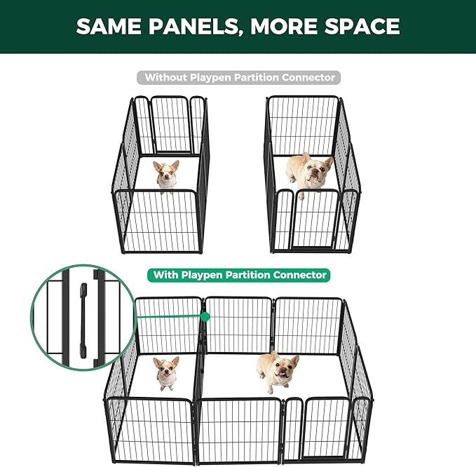 FXW Homeplus Unleashed Indoor Dog Playpen - Stress-Free and Safe Play, Heavy Duty 24 Inch 12 Panels with Connectors (Pack of 2) for Puppy and Small Dogs, Black│Patented