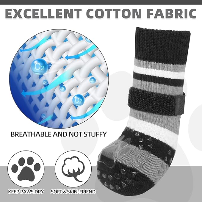 KOOLTAIL Dog Socks for Hot Pavement, Summer Dog Shoes to Prevent Licking Paws for Hardwood Floor, Non Slip Double Sides Boots & Paw Protectors, Pet Grippy Booties for Small Medium Large Senior Dogs