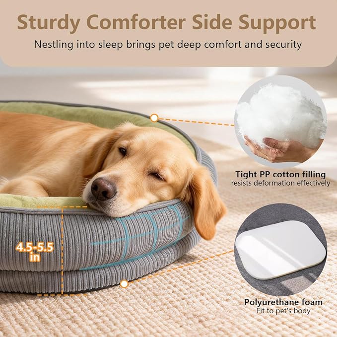 Washable Pet Cat Dog Bed Small Medium,Memory Foam Calming Pet Puppy Dog Crate Beds Cushion for Small Medium Dogs Indoor Cats Crate,Pet Dog Cat Crate Mat with Detachable Bottom and Bolster Cushion