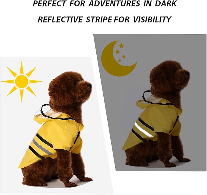 Wizland Reflective Dog Raincoat Dog Rain Jacket with Hood Lightweight Waterproof Rain Coat for Puppies (Yellow L)