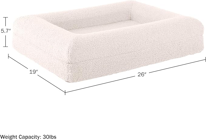 Orthopedic Dog Bed - 26in Small Dog Bed with Supportive Bolster, Nonslip Bottom, and Removable Washable Cover - Memory Foam Puppy Bed for Small Dogs and Cats - Dog Products by PETMAKER (Cream)