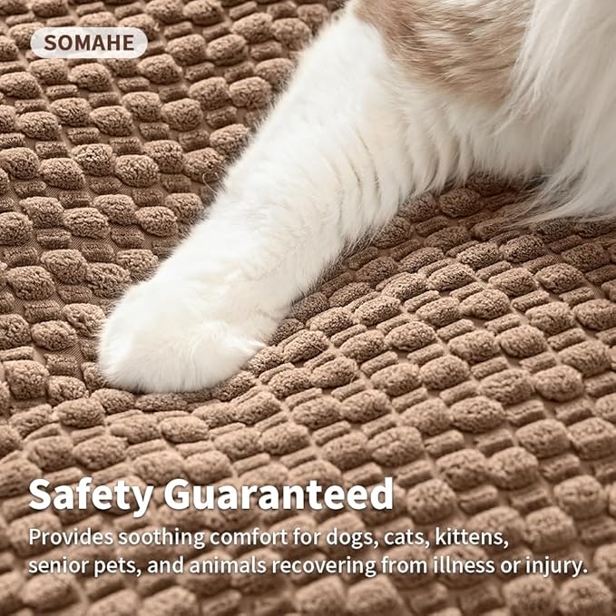 SOMAHE Cat & Dog Bed Mat, Soft Plush Flat Cat Bed with Non-Slip Bottom, 1.2" Thick All-Season Kneading Cushion, Machine Washable Pet Bed for Cats & Small Dogs 20×27Inch, Coffee