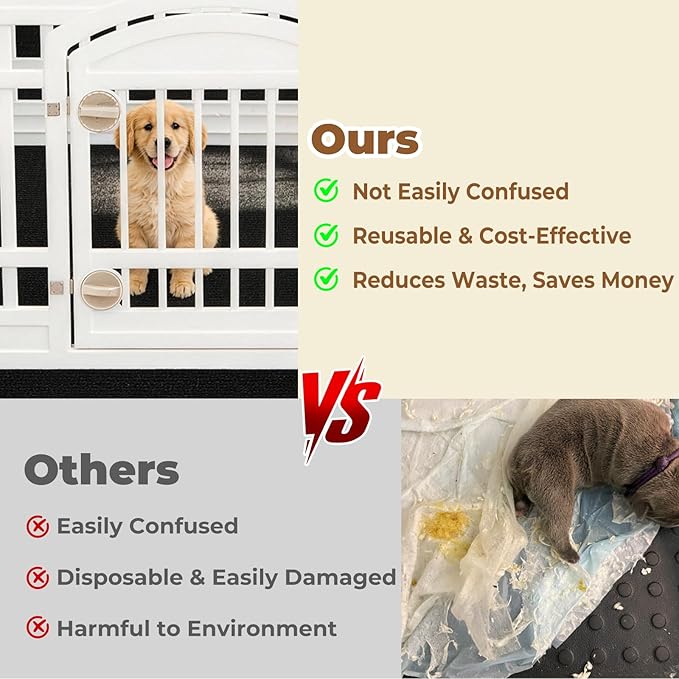 Dog Playpen Mat, 43 in x43 in Dog Crate Mat Large Reusable Puppy Training Pads for Under Crate Cages, Reusable Washable Waterproof Non-Slip Dogs Playpen Mats Pad for Floor Kennel Black