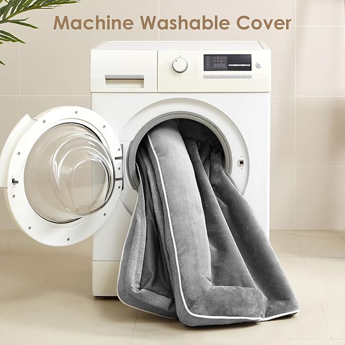 EHEYCIGA Dog Bed Cover Replacement for Medium Dog Bed, Waterproof Washable Removable Cover for Orthopedic Memory Foam Dog Sofa, Non-Slip Bottom, Grey, Cover Only